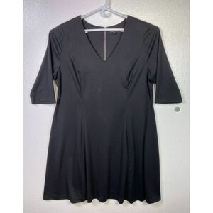 Lane Bryant Dress Womens 26/28 Black 3/4 Sleeve‎ V neck Luxury Modest Comfort